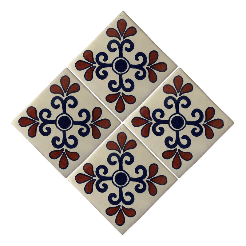Azulejo 10.5cm Artesanal Tipo Talavera Liso 90pz #acls Acls-80