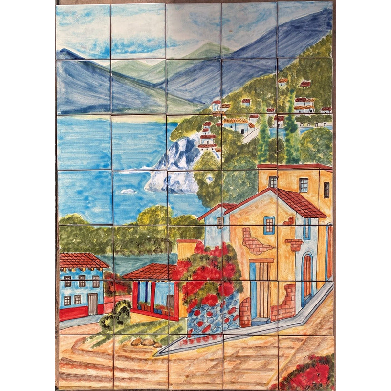 Mural 35pz Azulejo Artesanal Tipo Talavera Liso #m035-79 M035-79