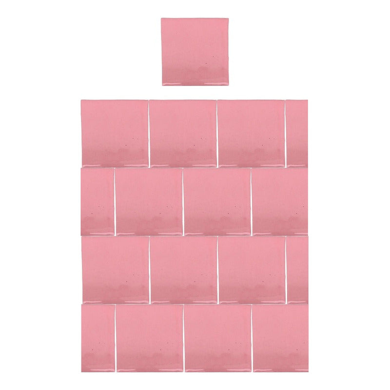 Azulejo 15.5cm Artesanal Talavera Liso 44pz Rosa 64