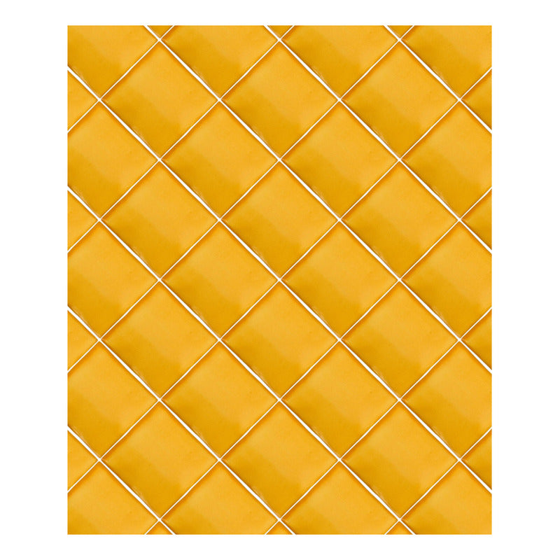 Azulejo Artesanal Tipo Talavera Liso 90pz Colores  Amarillo Sobre Blanco