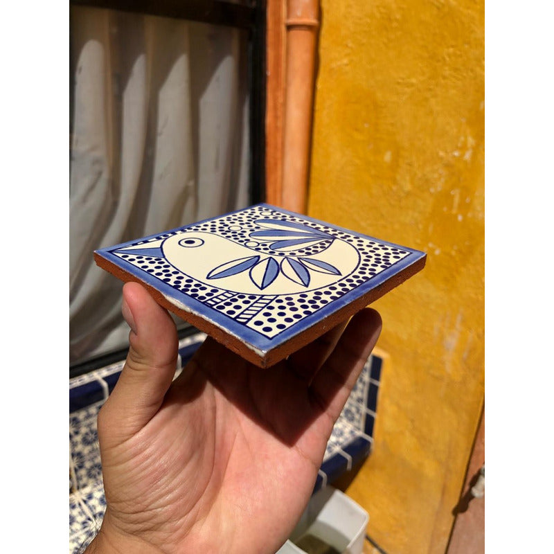 Azulejo 10.5cm Artesanal Tipo Talavera Liso 90pz #acls-134