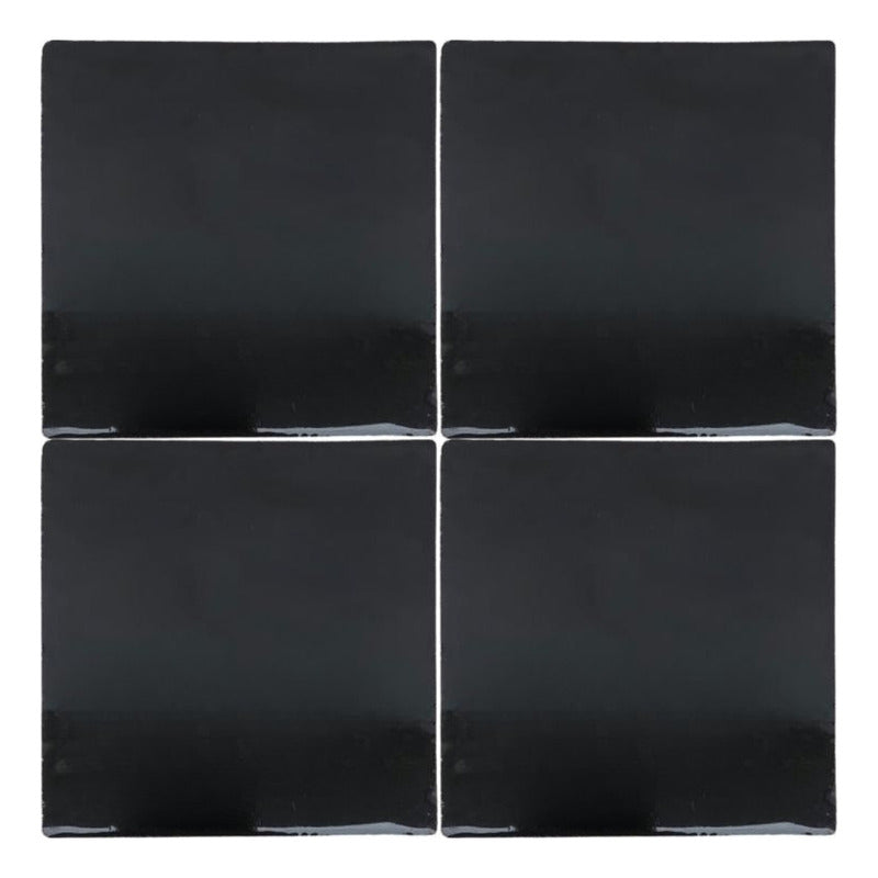 Azulejo 10.5cm Artesanal Tipo Talavera Liso 90pz Colores  Negro