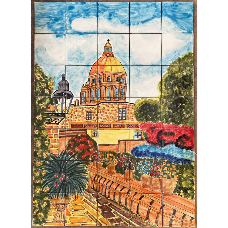 Mural 35pz Azulejo Artesanal Tipo Talavera Liso #m035-49 M035-49