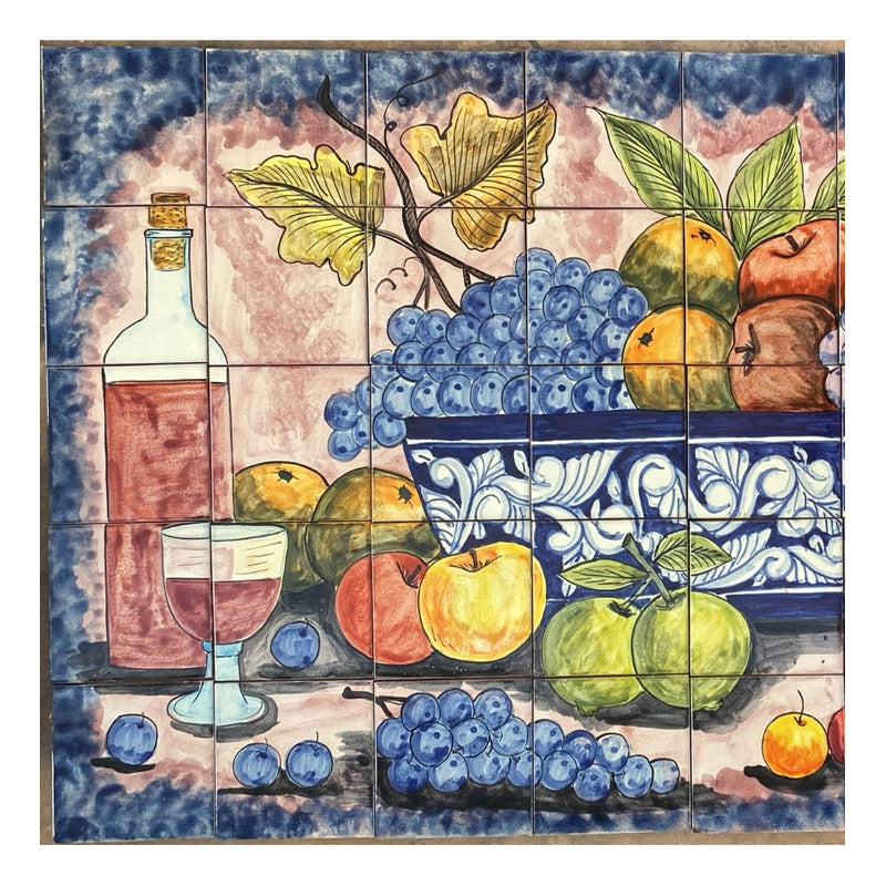 Mural 35pz Azulejo Artesanal Tipo Talavera Liso #m035-99 Variado