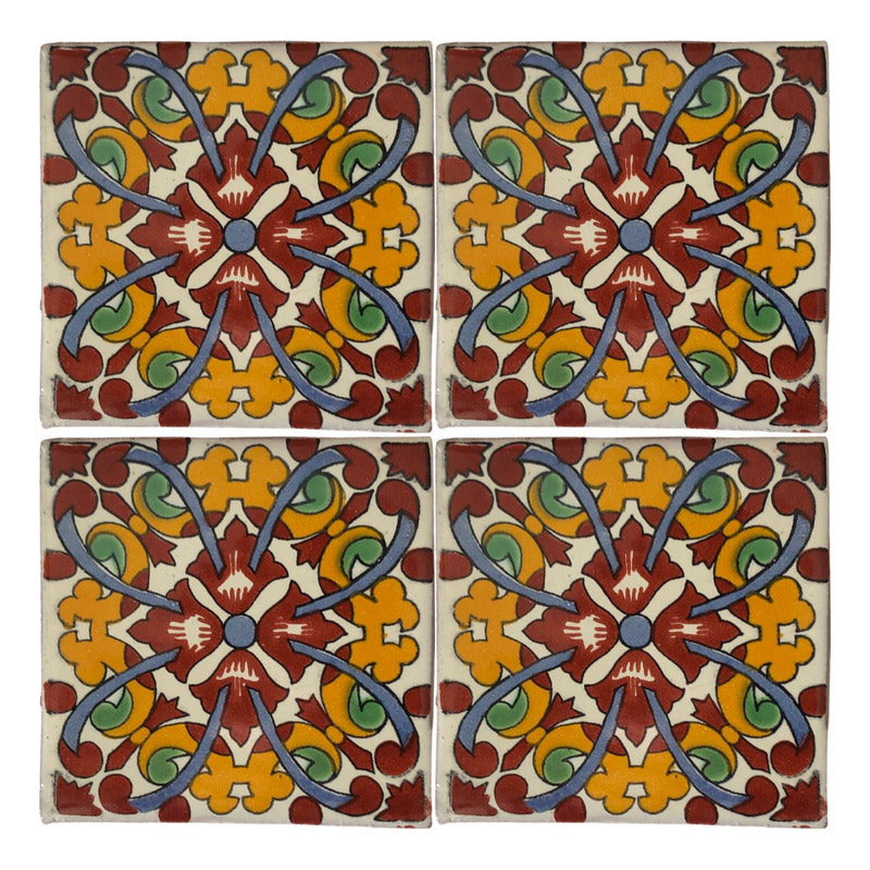 Azulejo 10.5cm Artesanal Tipo Talavera Liso 90pz #acln-52