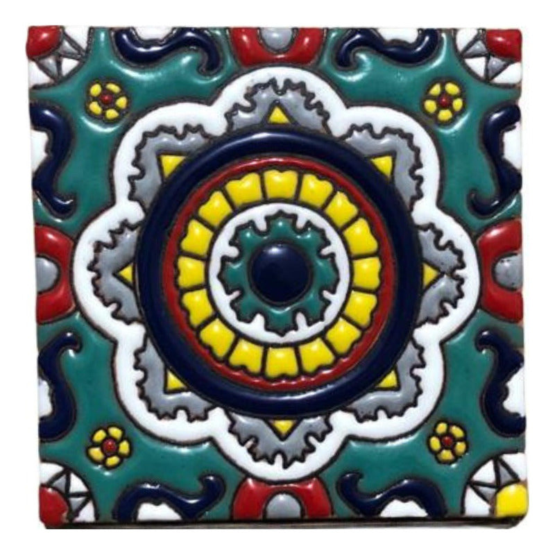 Azulejo 11cm Artesanal Talavera Relieve 90pz #acrs-42
