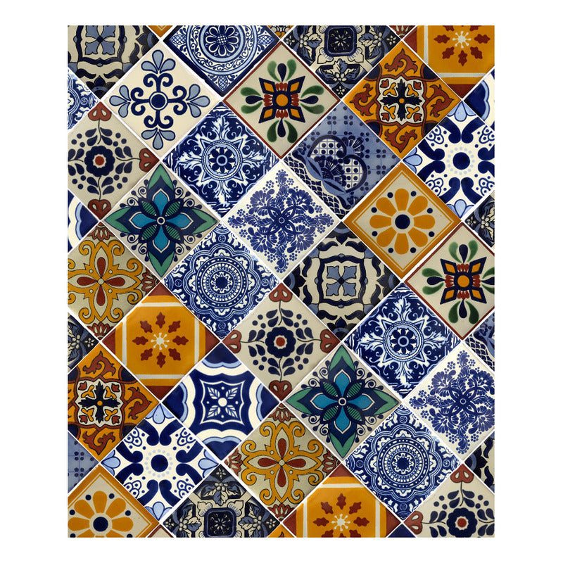 Azulejo 10.5cm Artesanal Tipo Talavera Liso 90pz Surtido N06