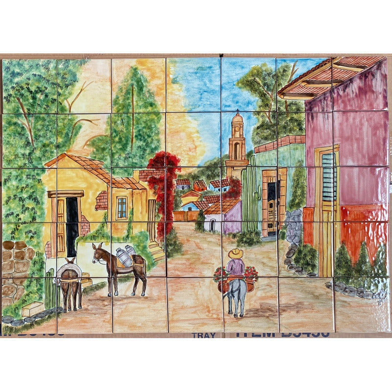 Mural 35pz Azulejo Artesanal Tipo Talavera Liso #m035-35 M035-35