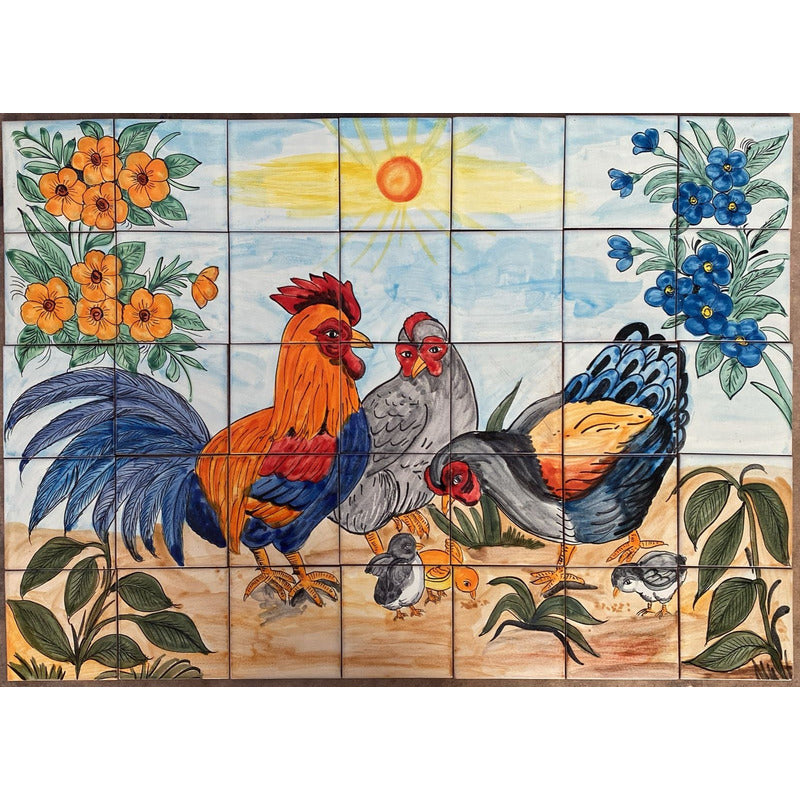 Mural 35pz Azulejo Artesanal Tipo Talavera Liso #m035-122 M035-122