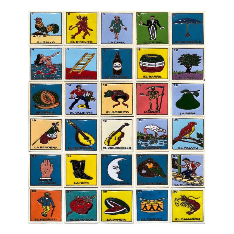 Lotería Azulejo Artesanal Tipo Talavera Relieve 1pz #alrn01 La Pera