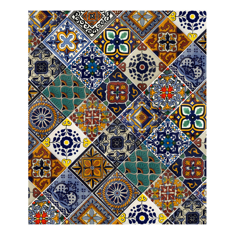 Azulejo 10.5cm Artesanal Tipo Talavera Liso 90pz Surtido N18