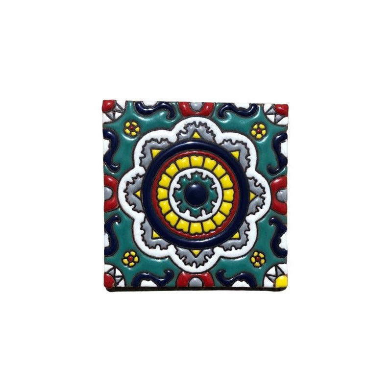 Azulejo 11cm Artesanal Tipo Talavera Relieve 40pz #acrs Acrs-42