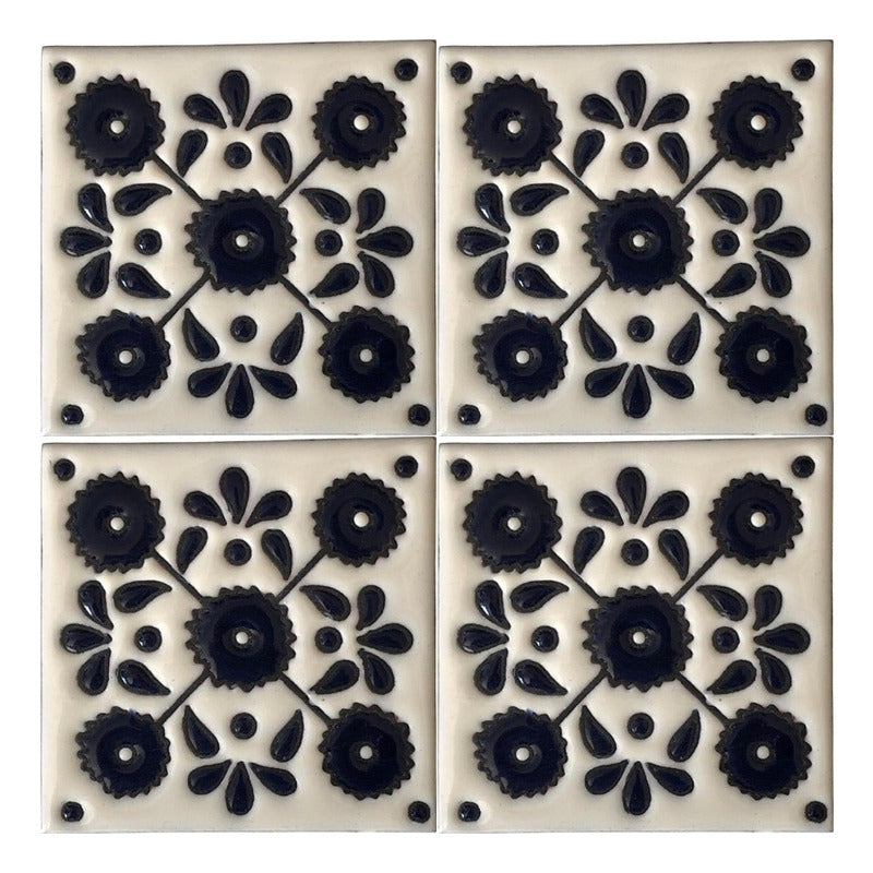 Azulejo 11cm Artesanal Talavera Relieve 90pz #acrs-30