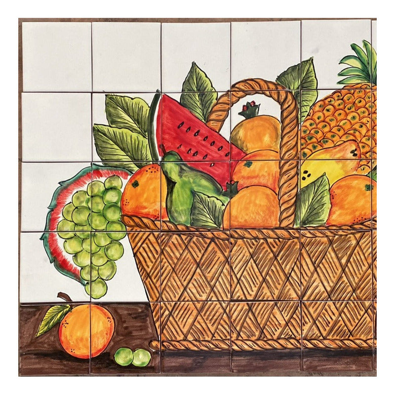 Mural 35pz Azulejo Artesanal Tipo Talavera Liso #m035-101 Variado