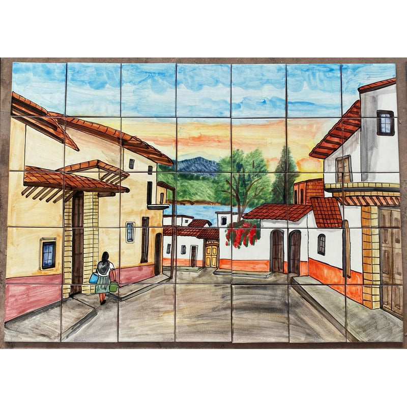 Mural 35pz Azulejo Artesanal Tipo Talavera Liso #m035-66 M035-66