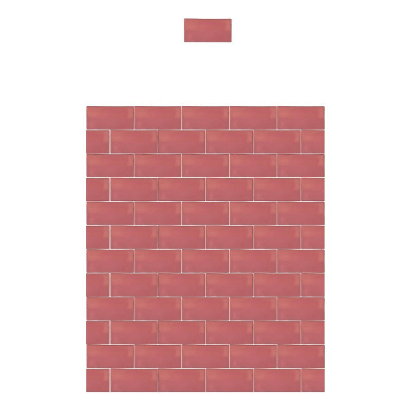 Azulejo 5cmx10cm Artesanal Talavera Liso 200pz Rosa Normal