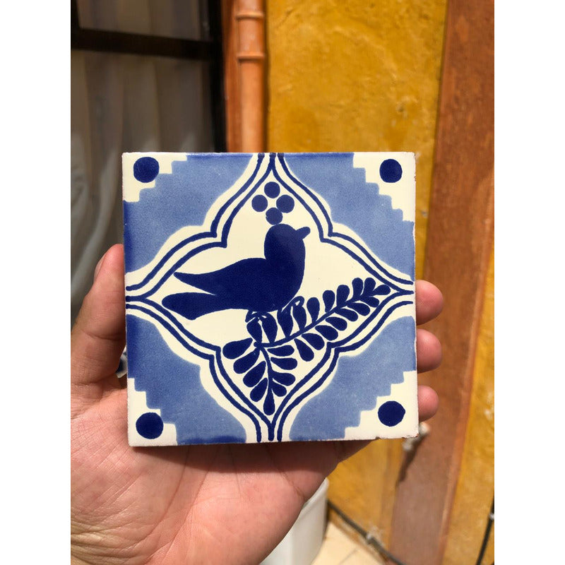 Azulejo 10.5cm Artesanal Tipo Talavera Liso 90pz #acls Acls-123