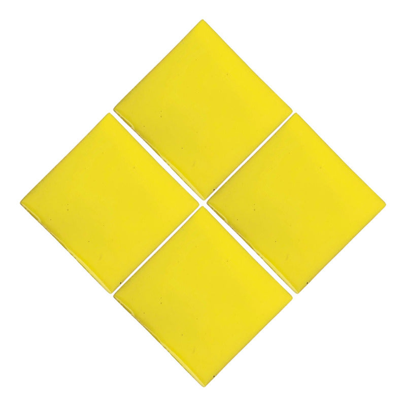 Azulejo Artesanal Tipo Talavera Liso 90pz Colores Amarillo Canario