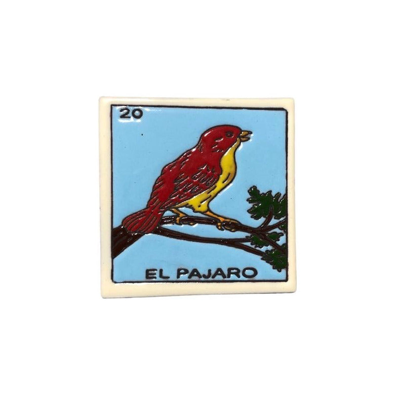 Lotería Azulejo Artesanal Tipo Talavera Relieve 1pz #alrn01 El Pajaro