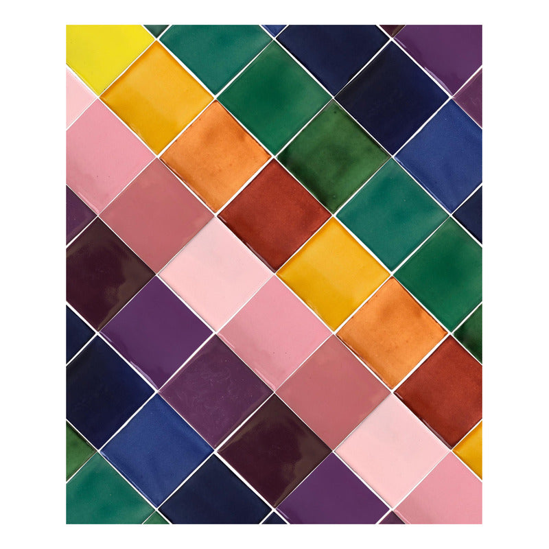 Azulejo 10.5cm Artesanal Tipo Talavera Liso 90pz Surtido S01