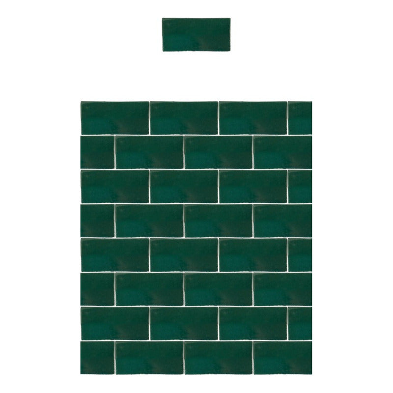 Azulejo 7.5cmx15.5cm Artesanal Talavera Liso 86pz Verde Rana