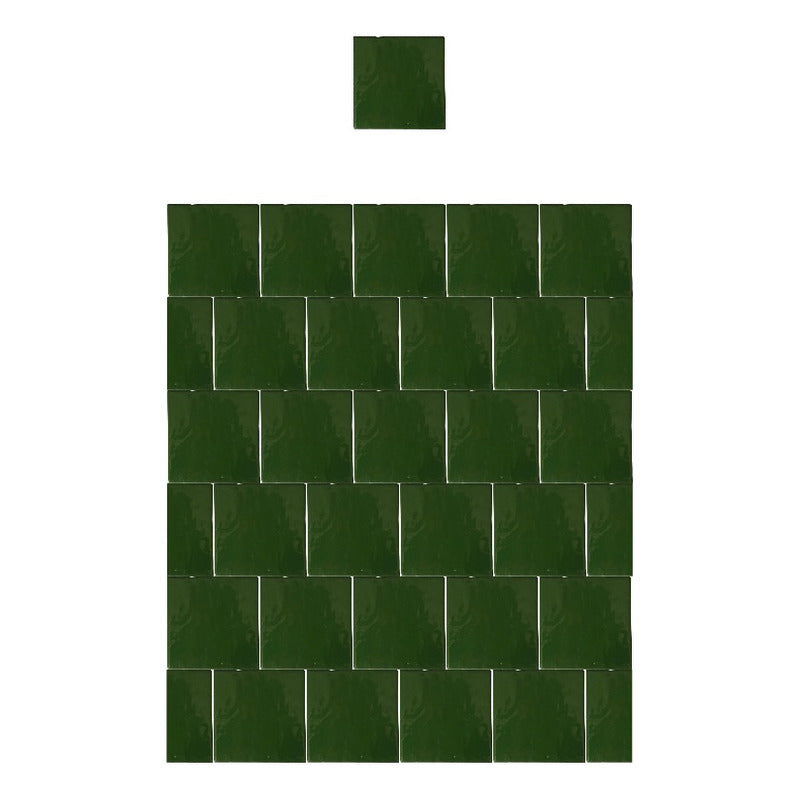 Azulejo 15.5cm Artesanal Talavera Liso 44pz Colores Verde Cromo