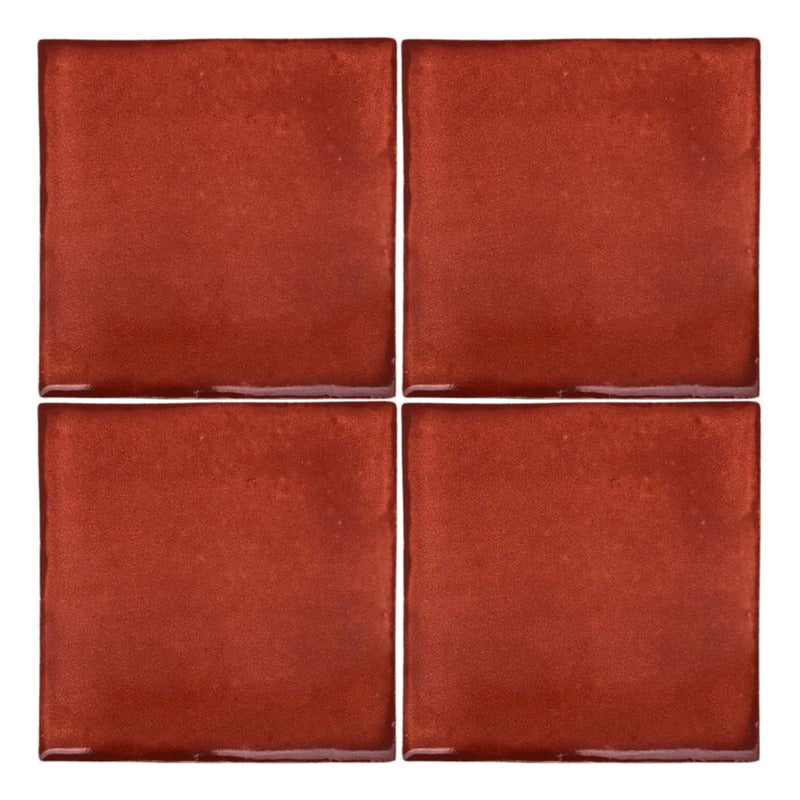 Azulejo Artesanal Tipo Talavera Liso 90pz Colores Terracota Sobre Blanco