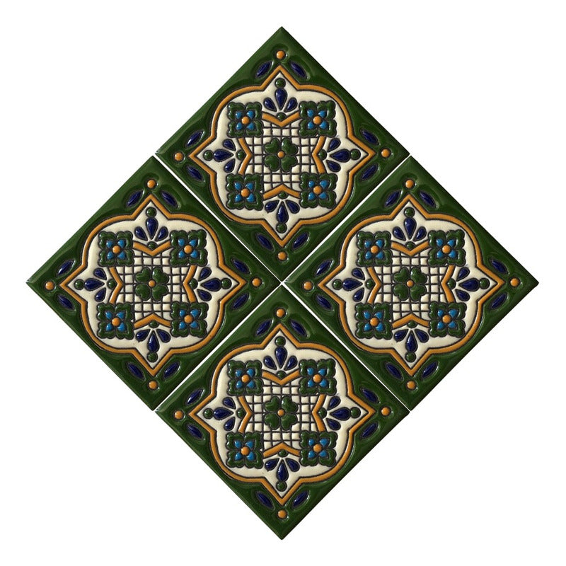 Azulejo 11cm Artesanal Tipo Talavera Relieve 90pz #acrs-39