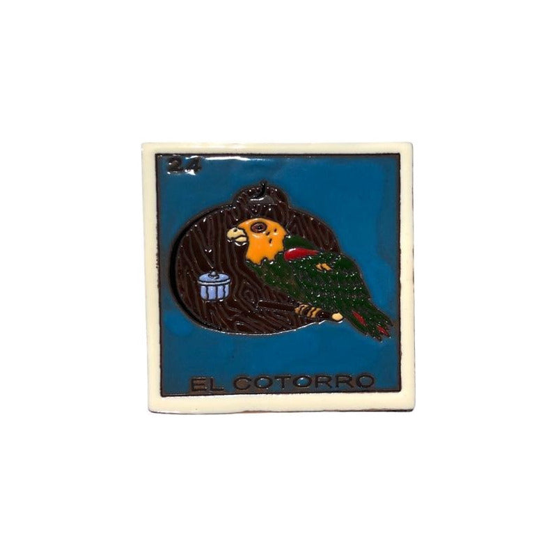 Lotería Azulejo Artesanal Tipo Talavera Relieve 1pz #alrn01 El Cotorro