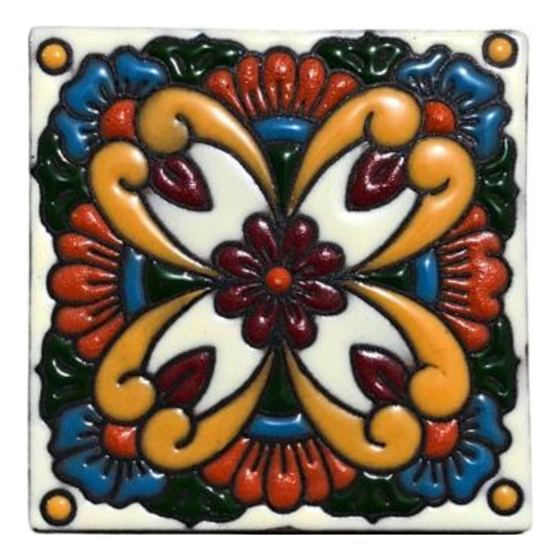 Azulejo Artesanal Tipo Talavera Relieve 90pz #acrs-43