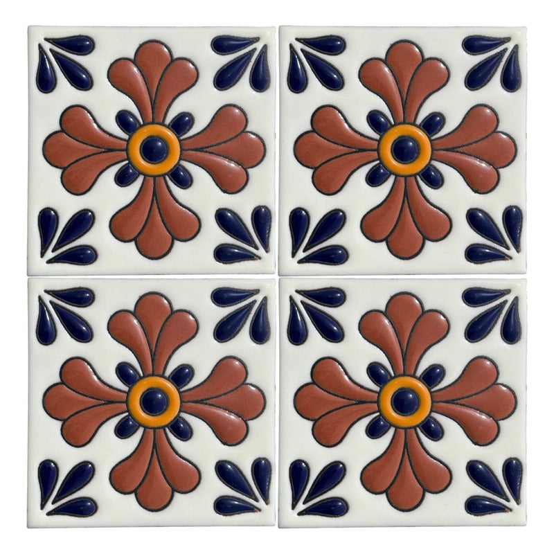 Azulejo Artesanal Tipo Talavera Relieve 90pz #acrs-12