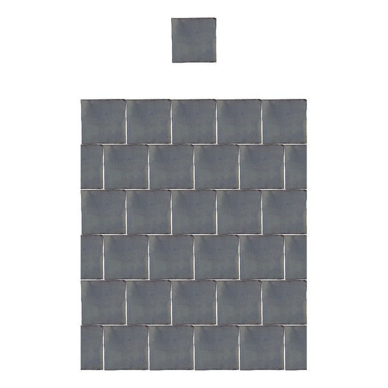 Azulejo 15.5cm Artesanal Talavera Liso 44pz Colores Azul Claro Sobre Blanco