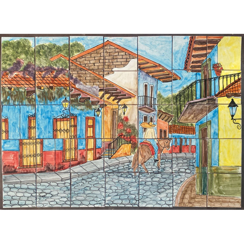 Mural 35pz Azulejo Artesanal Tipo Talavera Liso #m035-56 M035-56