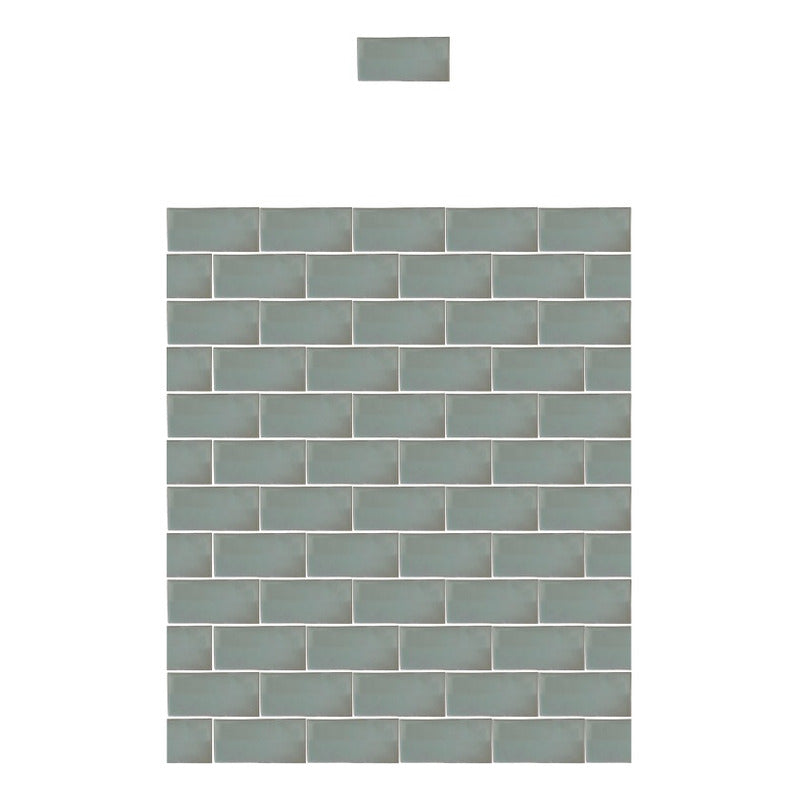 Azulejo 5cmx10cm Artesanal Talavera Liso 200pz Verde Menta