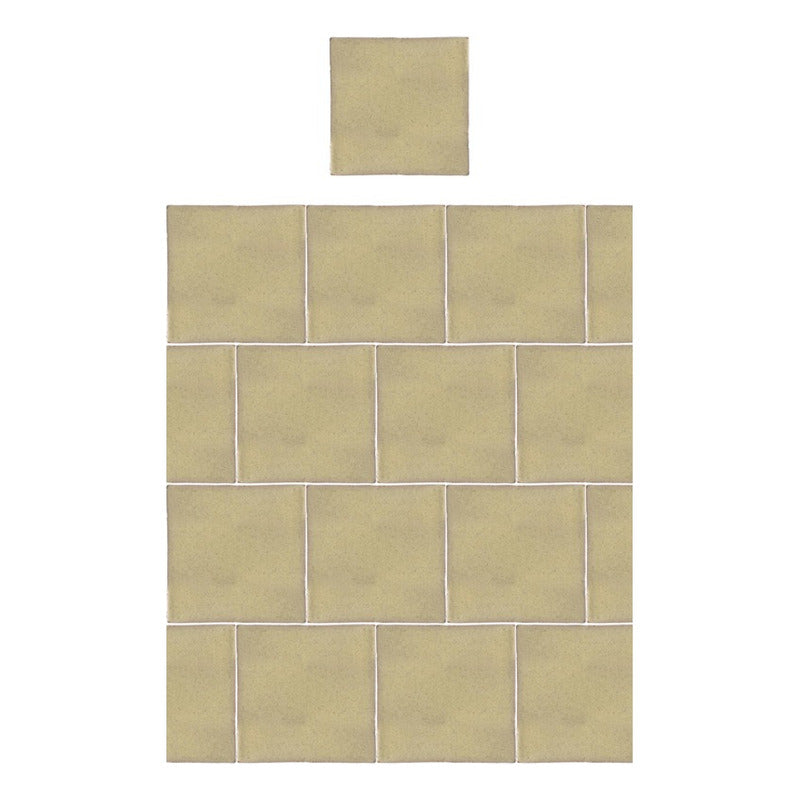 Azulejo 15.5cm Artesanal Talavera Liso 44pz Capuchino