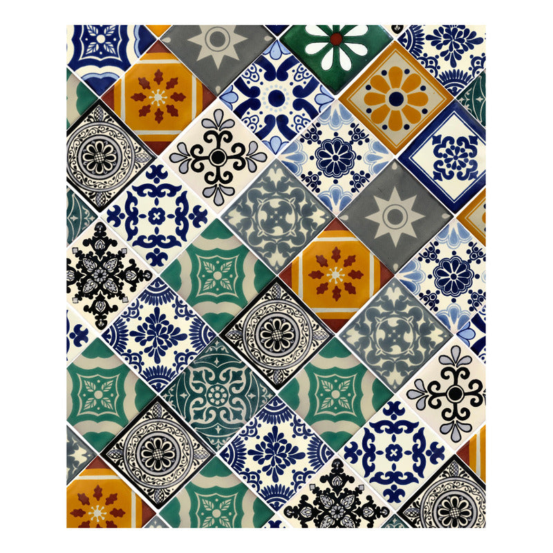 Azulejo 10.5cm Artesanal Tipo Talavera Liso 90pz Surtido S20
