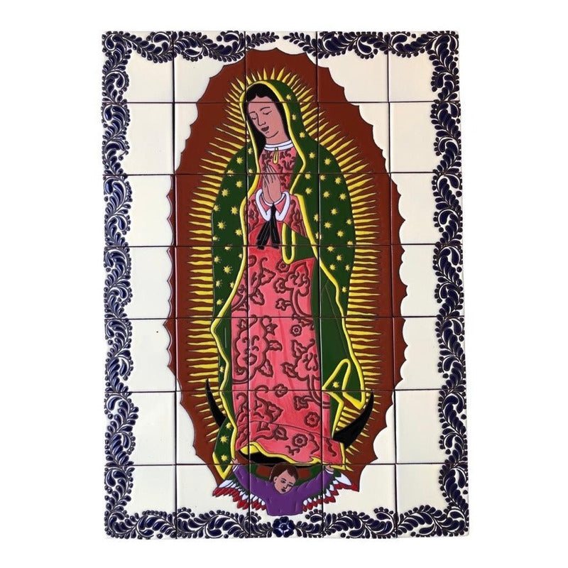 Mural 35pz Azulejo Artesanal Tipo Talavera Relieve #m035-26