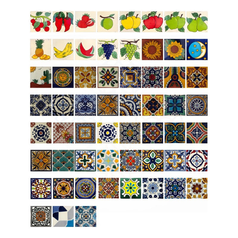 Azulejo 10.5cm Artesanal Tipo Talavera Liso 90pz #acln Acln