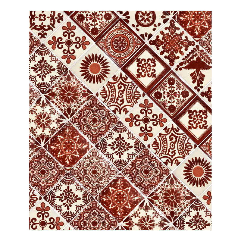 Azulejo Artesanal Tipo Talavera Liso 90pz Variado Terracota