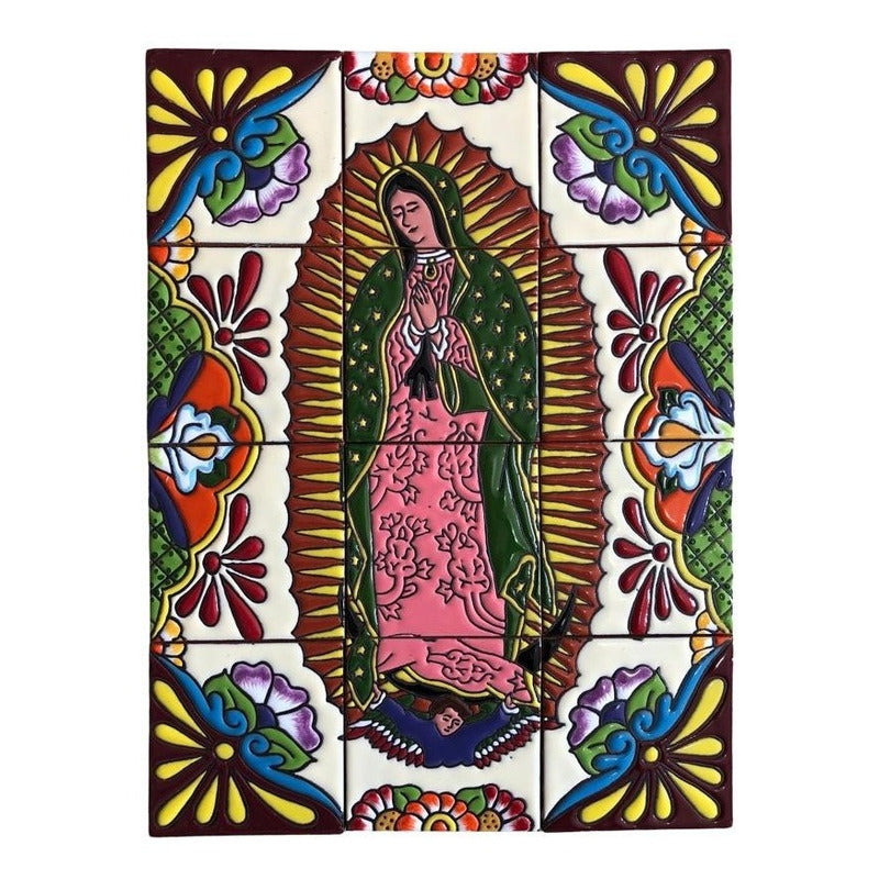 Mural 12pz Azulejo Artesanal Tipo Talavera Relieve #m012-05