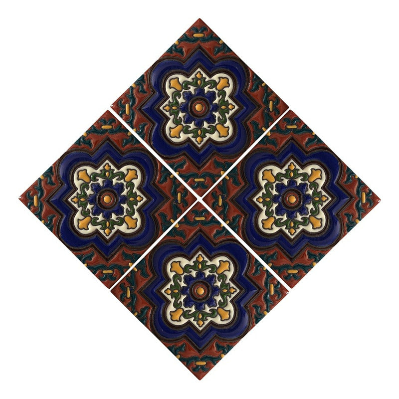 Azulejo 11cm Artesanal Talavera Relieve 90pz #acrs-10