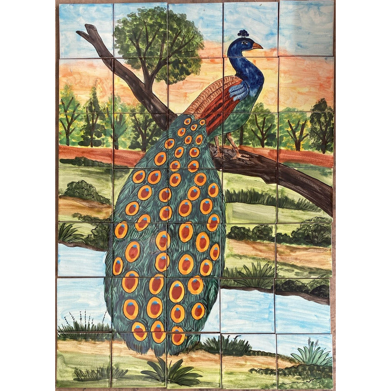 Mural 35pz Azulejo Artesanal Tipo Talavera Liso #m035-118 M035-118.03