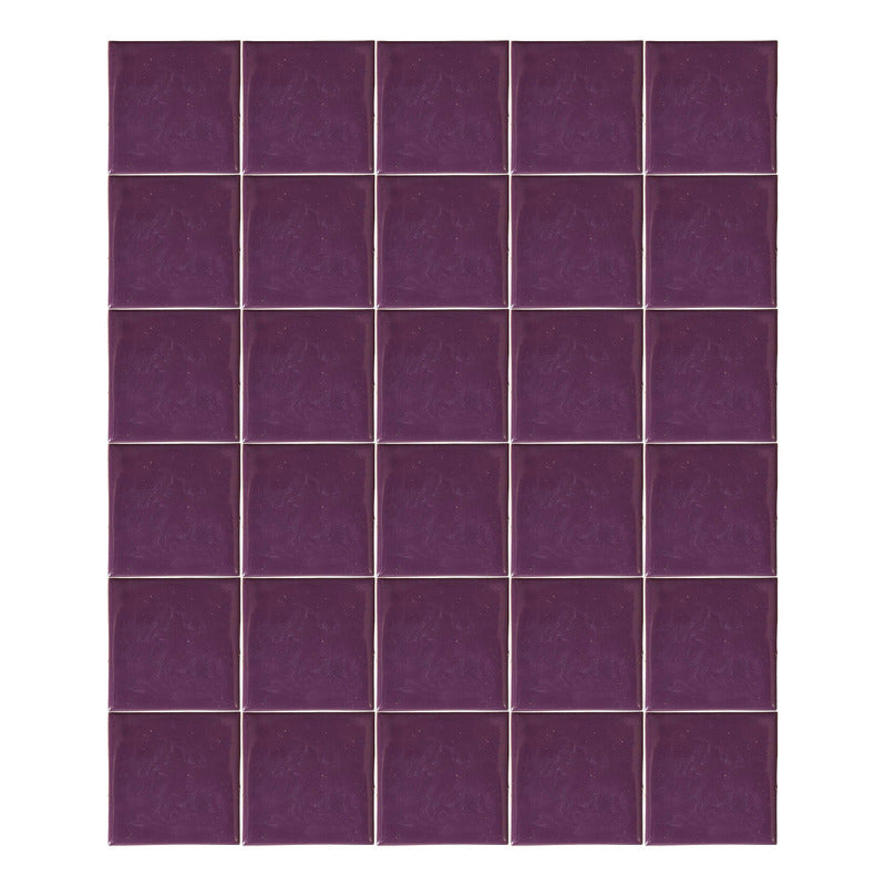 Azulejo Artesanal Tipo Talavera Liso 90pz Colores Lila Claro