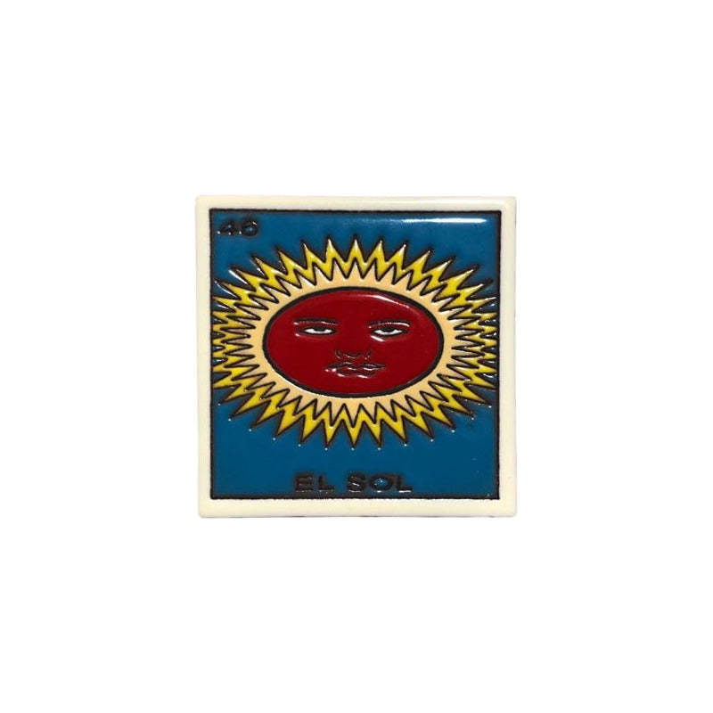 Lotería Azulejo Artesanal Tipo Talavera Relieve 10pz #alrn01 El Sol