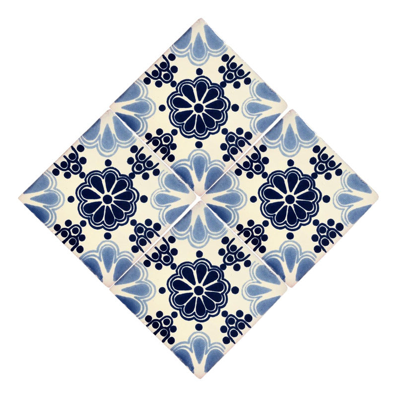 Azulejo 10.5cm Artesanal Tipo Talavera Liso 90pz #acls-97