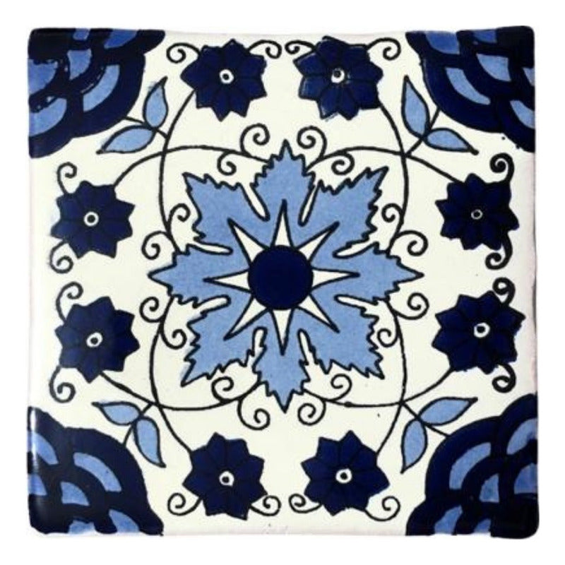Azulejo 10.5cm Artesanal Talavera Liso 90pz #acln-54