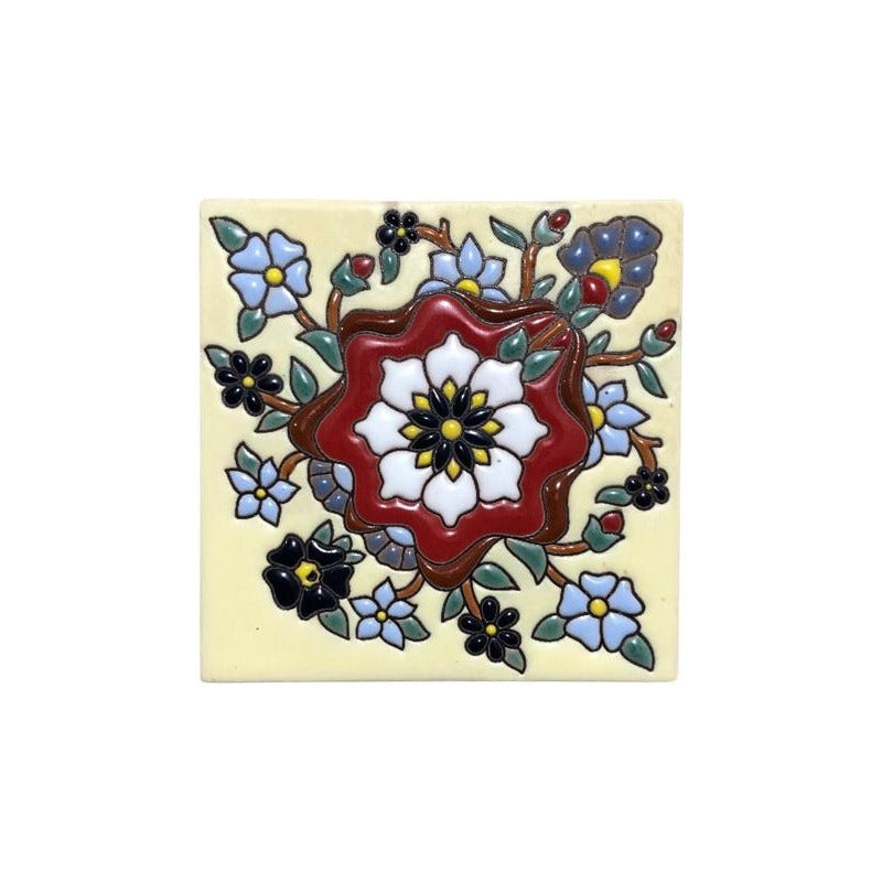 Azulejo 11cm Artesanal Tipo Talavera Relieve 30pz #acrs Acrs-40