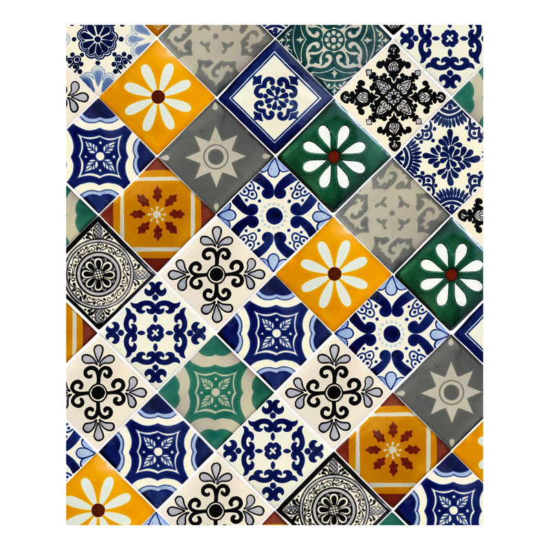 Azulejo 10.5cm Artesanal Tipo Talavera Liso 90pz Surtido S18