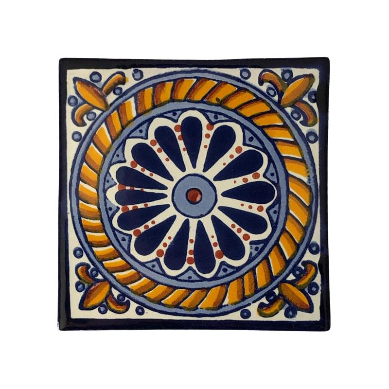 Azulejo 10.5cm Artesanal Tipo Talavera Liso 90pz #acln Acln-32