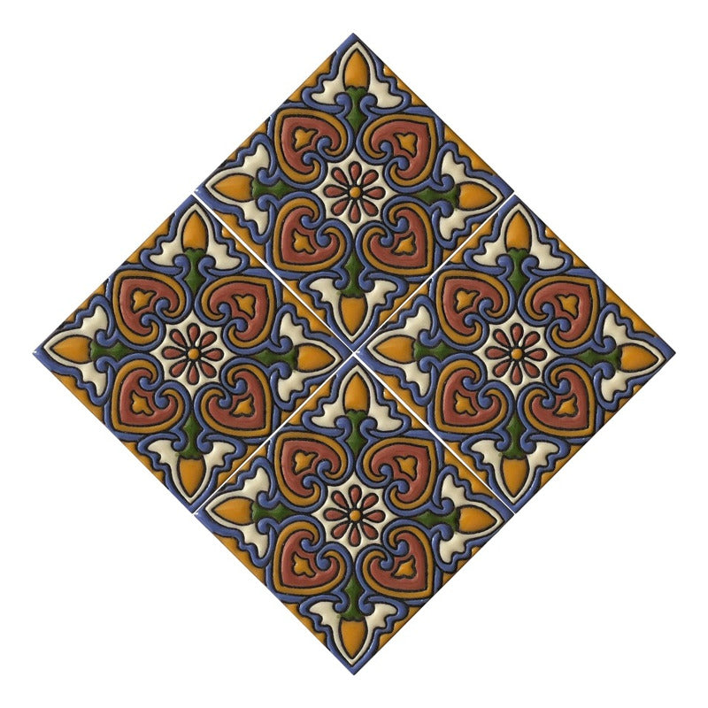 Azulejo 11cm Artesanal Talavera Relieve 90pz #acrs-11